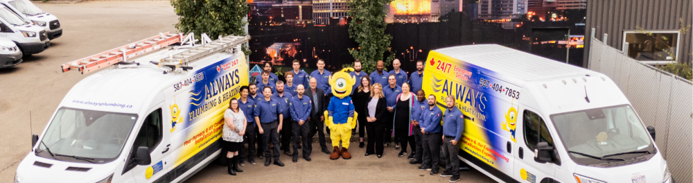 An aerial shot of the Always Plumbing & Heating team.